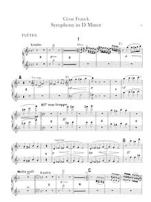Partition flûte 1, 2, Symphony en D Minor, Franck, César