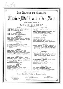 Partition Volume 1, Les maitres du clavecin, Clavier-musik aus alter Zeit ; Old Keyboard Music