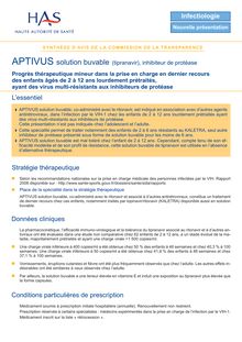 APTIVUS - Synthèse d avis APTIVUS solution - CT7480