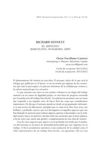 Richard Sennett. El artesano (Barcelona: Anagrama, 2009)
