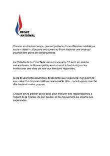 Front National : Jean-Marie Le Pen agira en "homme politique responsable" devant le Bureau exécutif
