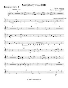 Partition trompette 2, Symphony No.34, F major, Rondeau, Michel par Michel Rondeau