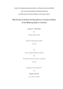 Monitoring of Endocrine Disruptors in Surface Waters of the Mekong Delta in Vietnam [Elektronische Ressource] / Hoa Nguyen Thai. Landwirtschaftliche Fakultät