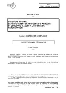 Dissertation de géographie 2008 Agrégation d histoire Agrégation (Interne)