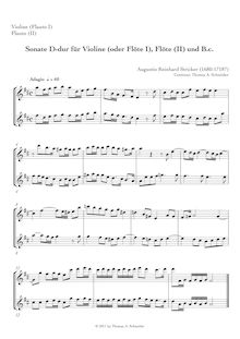 Partition violon, flûte (ou flûtes 1, 2), Trio Sonata en D major