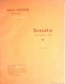 Partition couverture couleur, violoncelle Sonata, A major, Magnard, Albéric