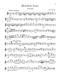 Partition de violon, Melodisk , Op.9, Melodisk suite (A-moll) for klaver, violin og violoncel, Op.9