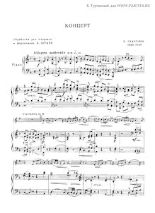 Partition clarinette et partition de piano, Saxophone Concerto, Op.109