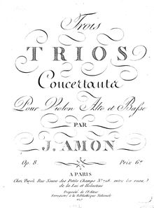 Partition violon, 3 corde Trios, Op.8, E minor; A major; E♭ major