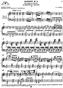Partition complète, Piano Concerto No.11, F major, Mozart, Wolfgang Amadeus