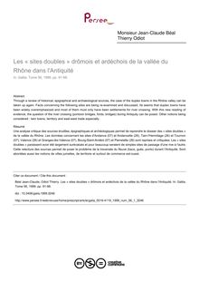 Les « sites doubles » drômois et ardéchois de la vallée du Rhône dans l Antiquité - article ; n°1 ; vol.56, pg 91-98