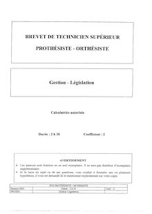 Législation et gestion 2003 BTS Prothésiste orthésiste