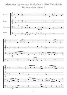 Partition Score pour 4 instruments, especially enregistrements ATBB, De tous biens plaine I