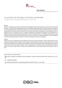 La question de l énergie en Europe occidentale - article ; n°2 ; vol.18, pg 371-382
