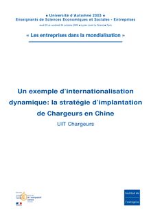 Un exemple d internationalisation dynamique: la stratégie d ...
