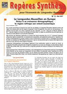 Le Languedoc-Roussillon en Europe : grâce à sa croissance démographique, la région rattrape son retard économique