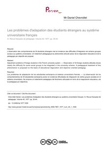 Les problèmes d adapation des étudiants étrangers au système universitaire français - article ; n°1 ; vol.40, pg 30-44