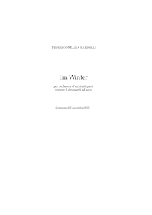 Partition complète, Im Winter, D minor, Sardelli, Federico Maria