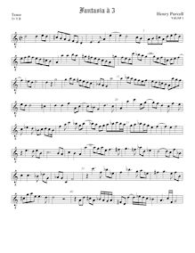 Partition ténor viole de gambe (octave aigu clef), Fantazias et en Nomines par Henry Purcell
