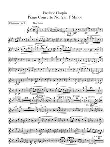 Partition clarinette 1, 2 (B♭), Piano Concerto No.2, F minor, Chopin, Frédéric
