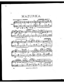 Partition No.3 - Mazurka (Biedermann edition), 4 Piano pièces, Op.10