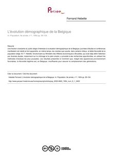 L évolution démographique de la Belgique - article ; n°1 ; vol.9, pg 85-104