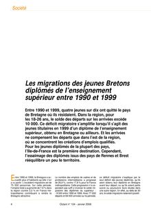 Les migrations des jeunes Bretons diplômés de l enseignement supérieur entre 1990 et 1999 (Octant n° 104)