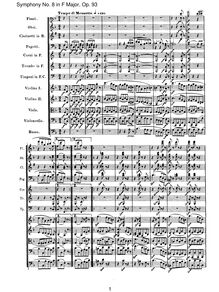 Partition , Tempo di Menuetto, Symphony No.8, F major, Beethoven, Ludwig van par Ludwig van Beethoven