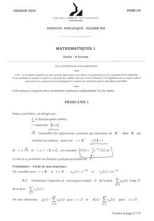 Mathématiques 1 2002 Classe Prepa PSI Concours Instituts Nat. Polytechniques (INP - ENSI)