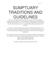SUMPTUARY TRADITIONS AND GUIDELINES