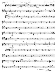 Partition trompette 2 (B♭), pour Blue Danube, Op. 314, On the Beautiful Blue Danube - WalzesAn der schönen blauen Donau
