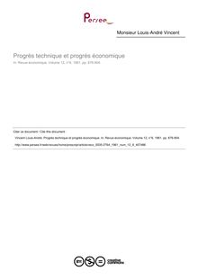 Progrès technique et progrès économique - article ; n°6 ; vol.12, pg 876-904