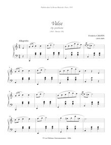 Partition complète, Waltz en A minor, A minor, Chopin, Frédéric par Frédéric Chopin
