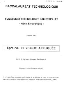 Physique Appliquée 2001 S.T.I (Génie Electronique) Baccalauréat technologique