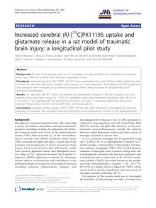 Increased cerebral (R)-[11C]PK11195 uptake and glutamate release in a rat model of traumatic brain injury: a longitudinal pilot study