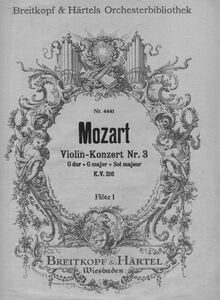 Partition flûte 1, violon Concerto No.3, G major, Mozart, Wolfgang Amadeus