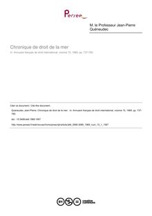 Chronique de droit de la mer  - article ; n°1 ; vol.15, pg 737-760