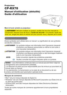 Notice Projecteur Hitachi  CP-RX78EF