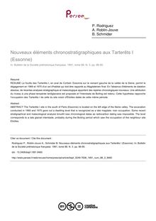 Nouveaux éléments chronostratigraphiques aux Tarterêts I (Essonne) - article ; n°3 ; vol.88, pg 86-90