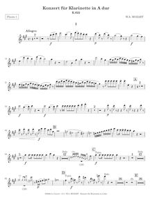 Partition flûte 1, clarinette Concerto, A major, Mozart, Wolfgang Amadeus par Wolfgang Amadeus Mozart