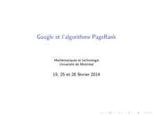 Google et l algorithme PageRank