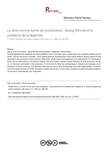 Le droit comme forme de socialisation : Georg Simmel et le problème de la légitimité - article ; n°2 ; vol.45, pg 282-304