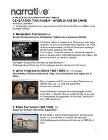GENERATION TIAN ANMEN  AVOIR 20 ANS EN CHINE Génération Tian ...