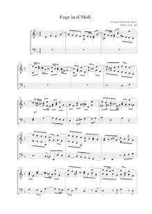 Partition complète, Fugue en D minor, BWV Anh.98, D minor, Bach, Johann Sebastian
