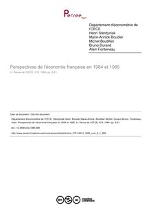 Perspectives de l économie française en 1984 et 1985 - article ; n°1 ; vol.8, pg 5-51