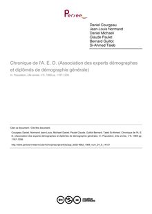 Chronique de l A. E. D. (Association des experts démographes et diplômés de démographie générale) - article ; n°6 ; vol.24, pg 1187-1208