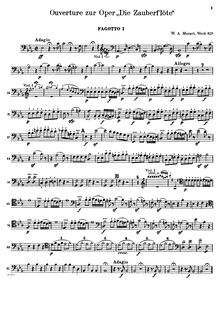 Partition basson 1, Die Zauberflöte, The Magic Flute, Mozart, Wolfgang Amadeus