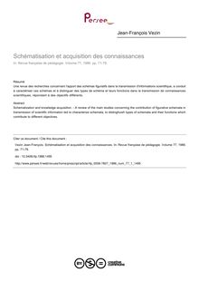 Schématisation et acquisition des connaissances - article ; n°1 ; vol.77, pg 71-78