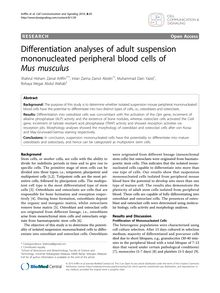 Differentiation analyses of adult suspension mononucleated peripheral blood cells of Mus musculus