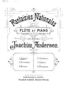 Partition , Danois, 6 Fantaisies Nationales, Op.59, Andersen, Joachim